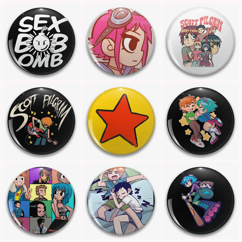 Pin Button Badge - 31 สไตล์อะนิเมะ Scott Pilgrim Wallace Ramona