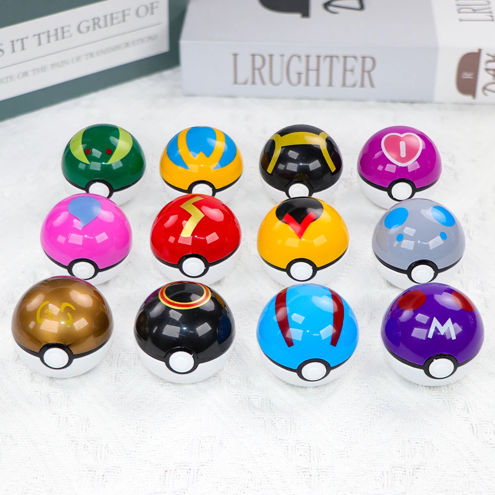 Pokemon Anime Merchandise - โปเกบอล 12 ชิ้น โปเกบอลปิกาจู ฟิกเกอร์การ์ตูนอนิเมะ ตุ๊กตาน่ารัก