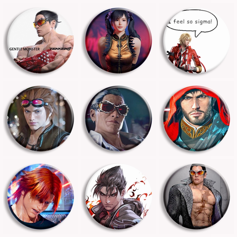Pin Button Badge - ร้อนเกม Tekken 8 อะนิเมะนุ่มปุ่ม Pin Vintage